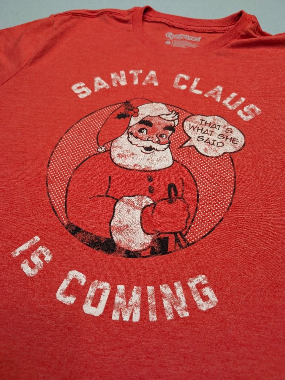 Tipsy Elves Santa Claus Is Coming Christmas Graphic Tee Men's M